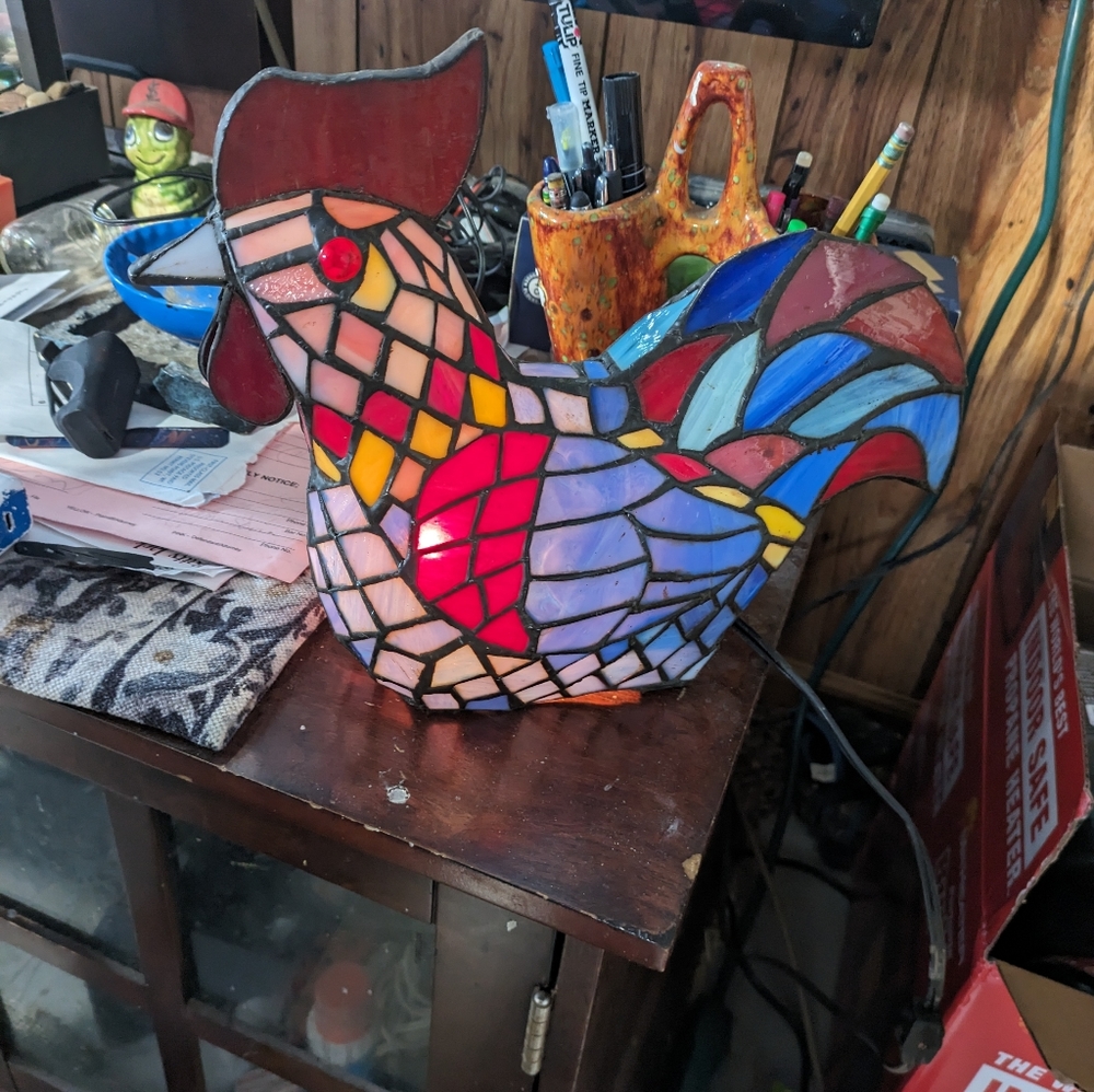 Tiffany style stained glass rooster.